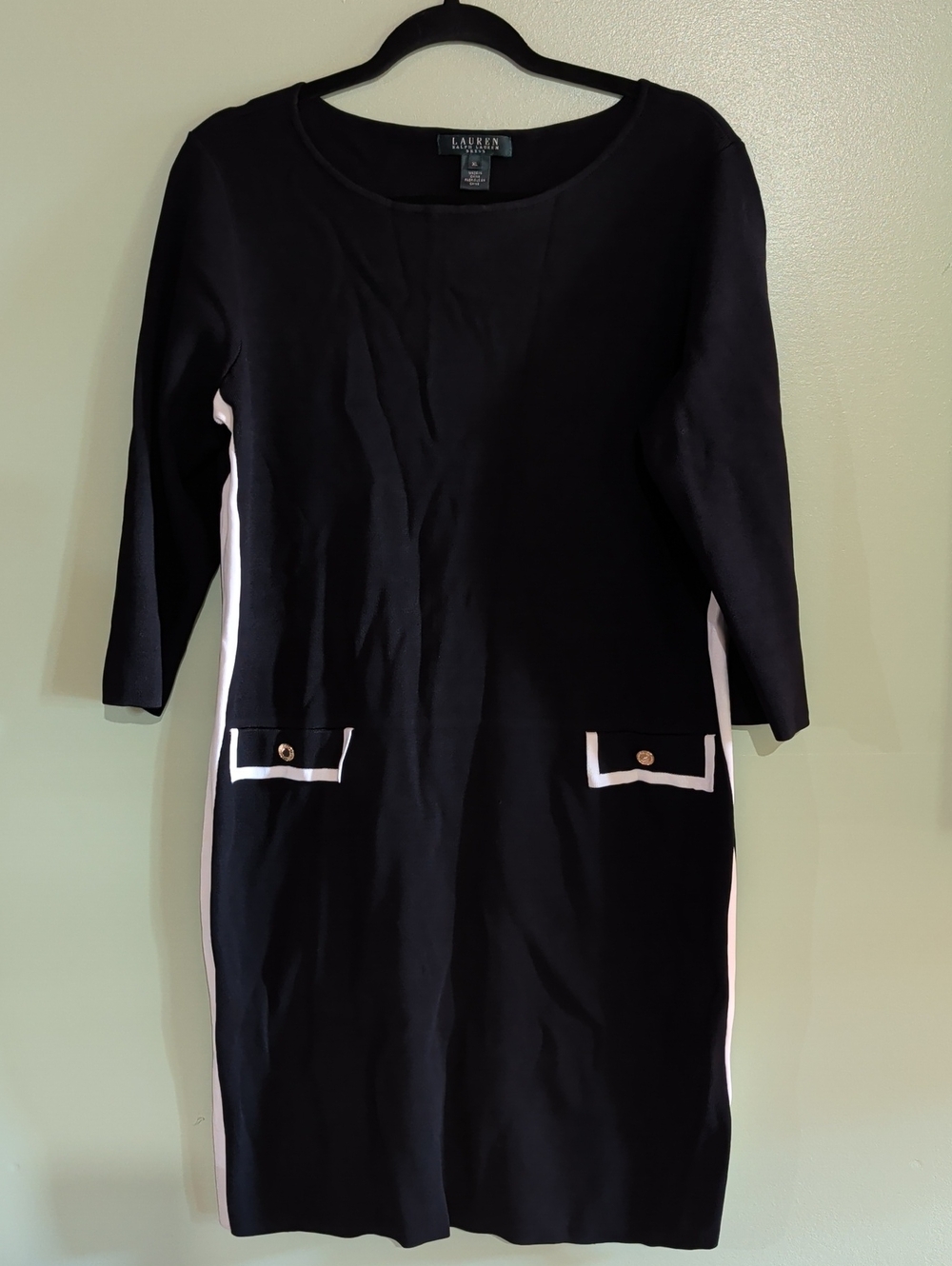 Lauren Ralph Lauren Black Sheath Dress with White Trim